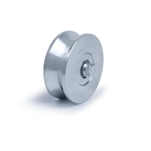 ROLDANA CANAL (V) EM AÇO 1020 COM EIXO FURADO E 2 ROLAMENTOS