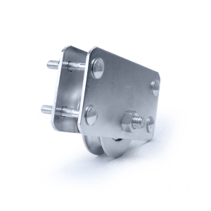 ROLDANA CANAL (V) EM AÇO 1020 COM 2 ROLAMENTOS E SUPORTE LATERAL COM ACABAMENTO ZINCADO